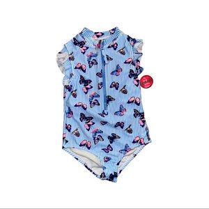 Kensie Girl Blue & White Stripe Butterfly Sleeveless One-Piece